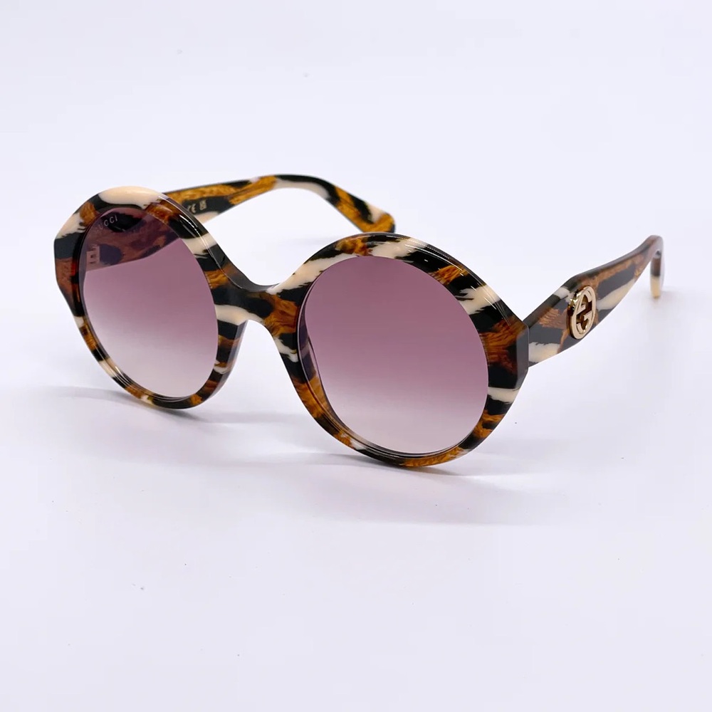 NEW GUCCI GG0797S 004 WOMEN
HAVANA ROUND OVERSIZED
SUNGLASSES